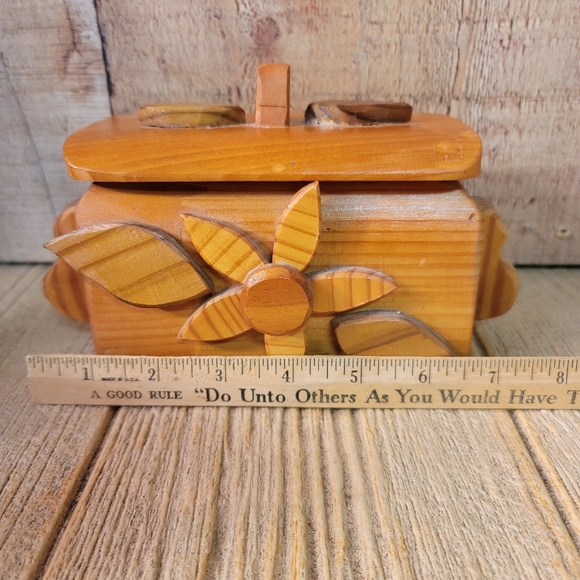 Artisan Woodworking Flowered Box - Picture 1 of 8